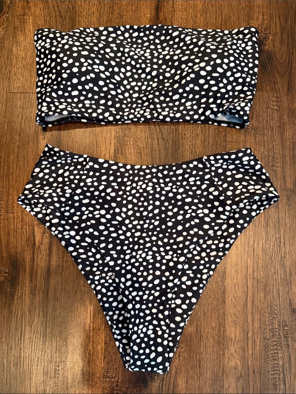 Black and White Dalmatian Print Bikini Set